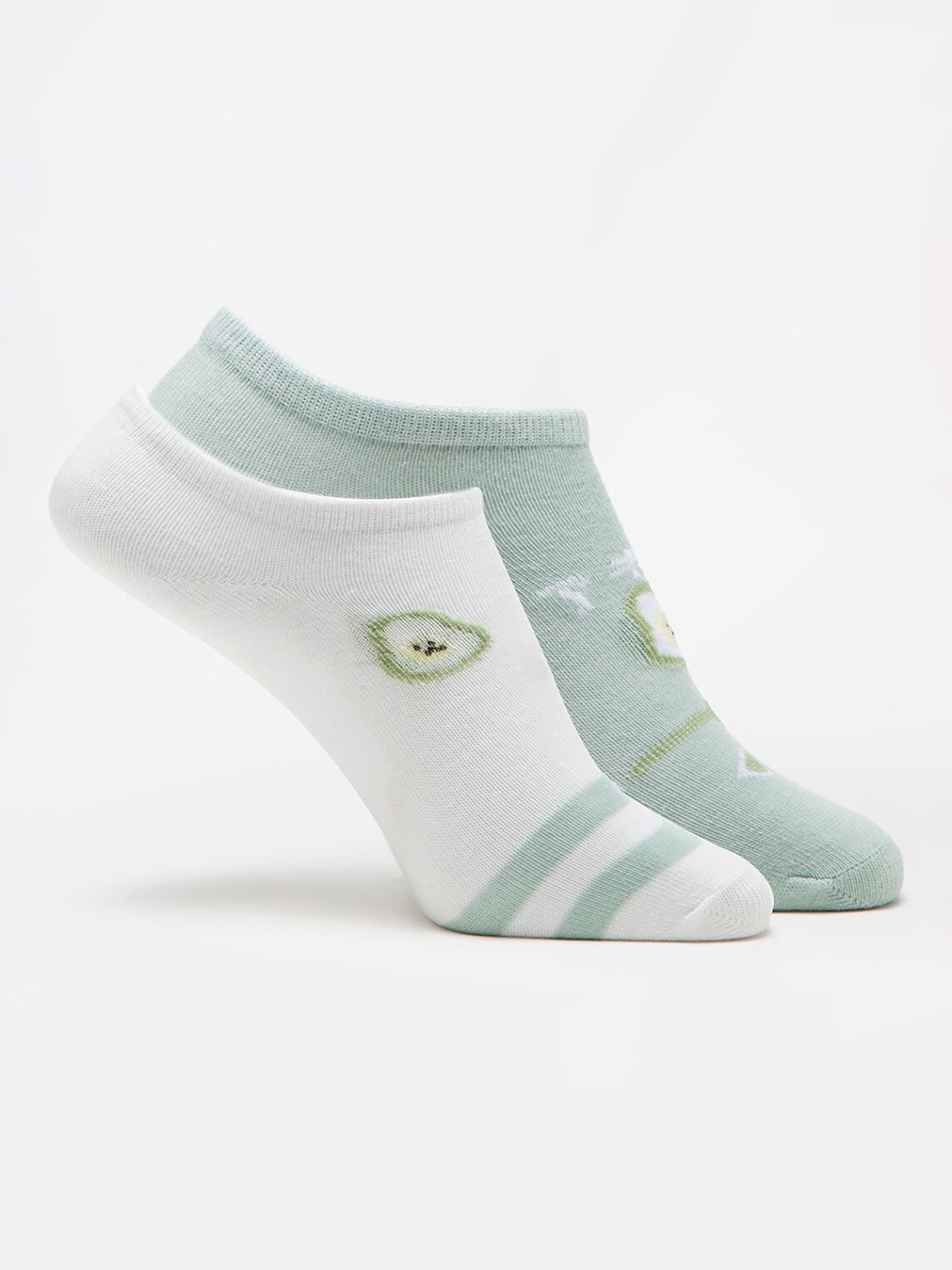 

J Style Women Pack Of 2 Self-Designed Ankle-Length Socks, White