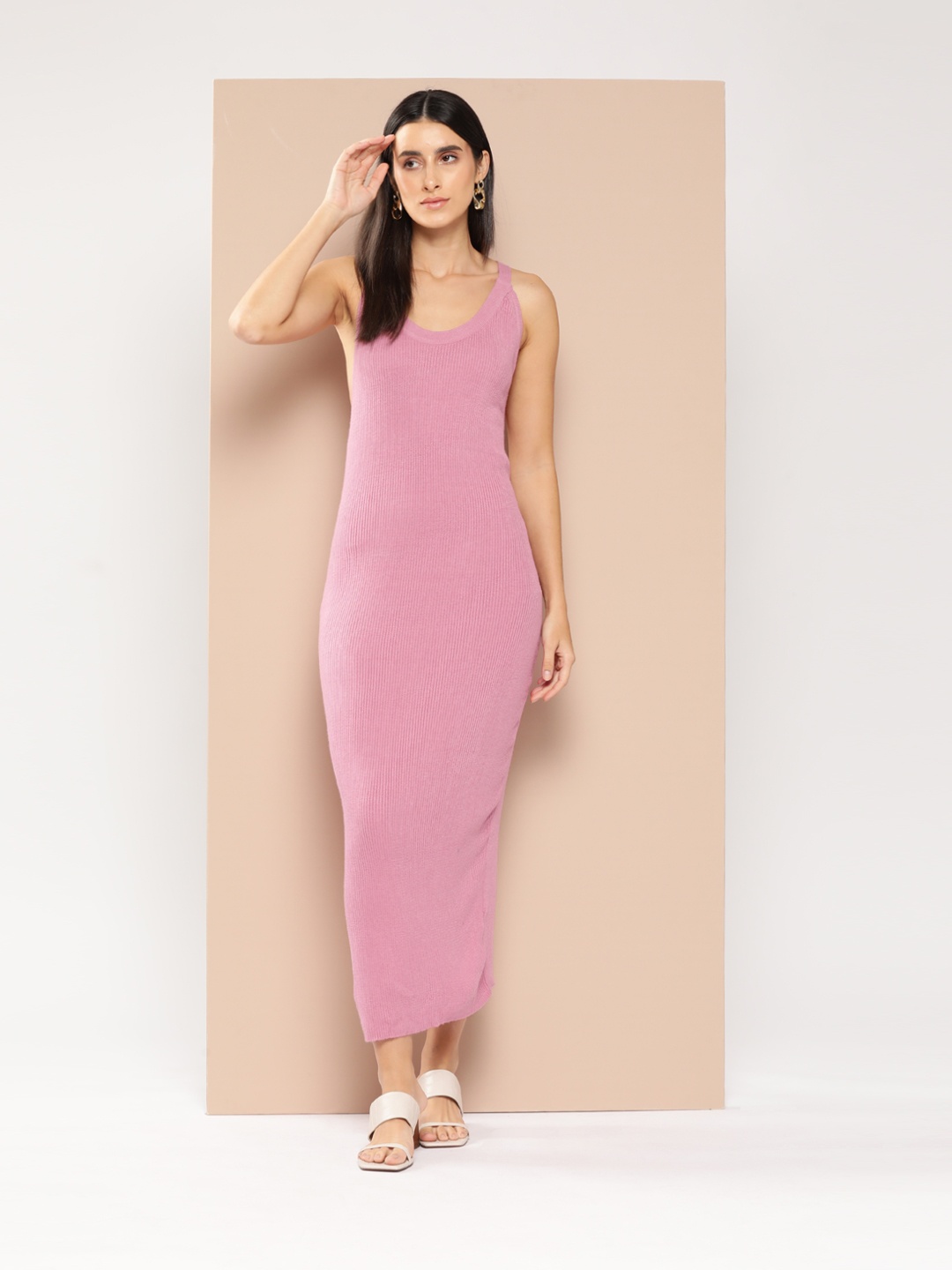 

Chemistry Ribbed Bodycon Midi Dress, Rose