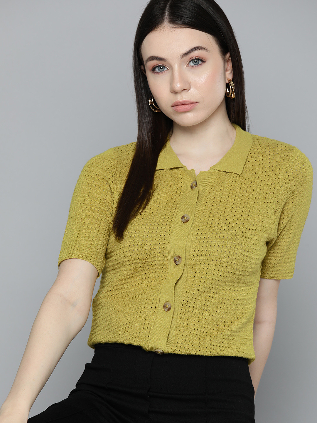 

Chemistry Self-Design Spread Collar T-shirt, Olive