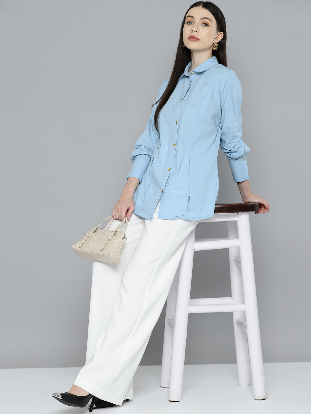 

Chemistry Pure Cotton Longline Casual Shirt, Blue
