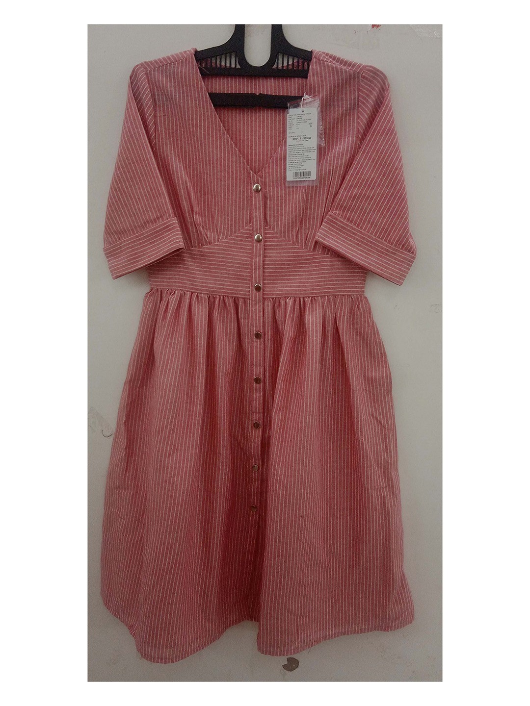 

Chemistry Striped V-Neck A-Line Dress, Pink