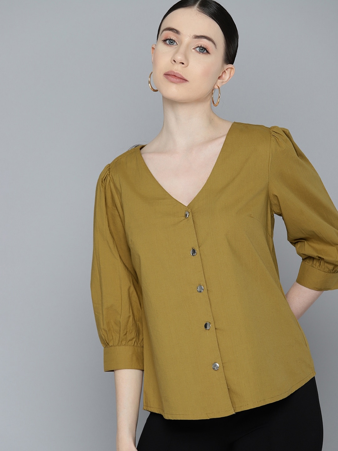 

Chemistry Pure Cotton Shirt Style Top, Khaki