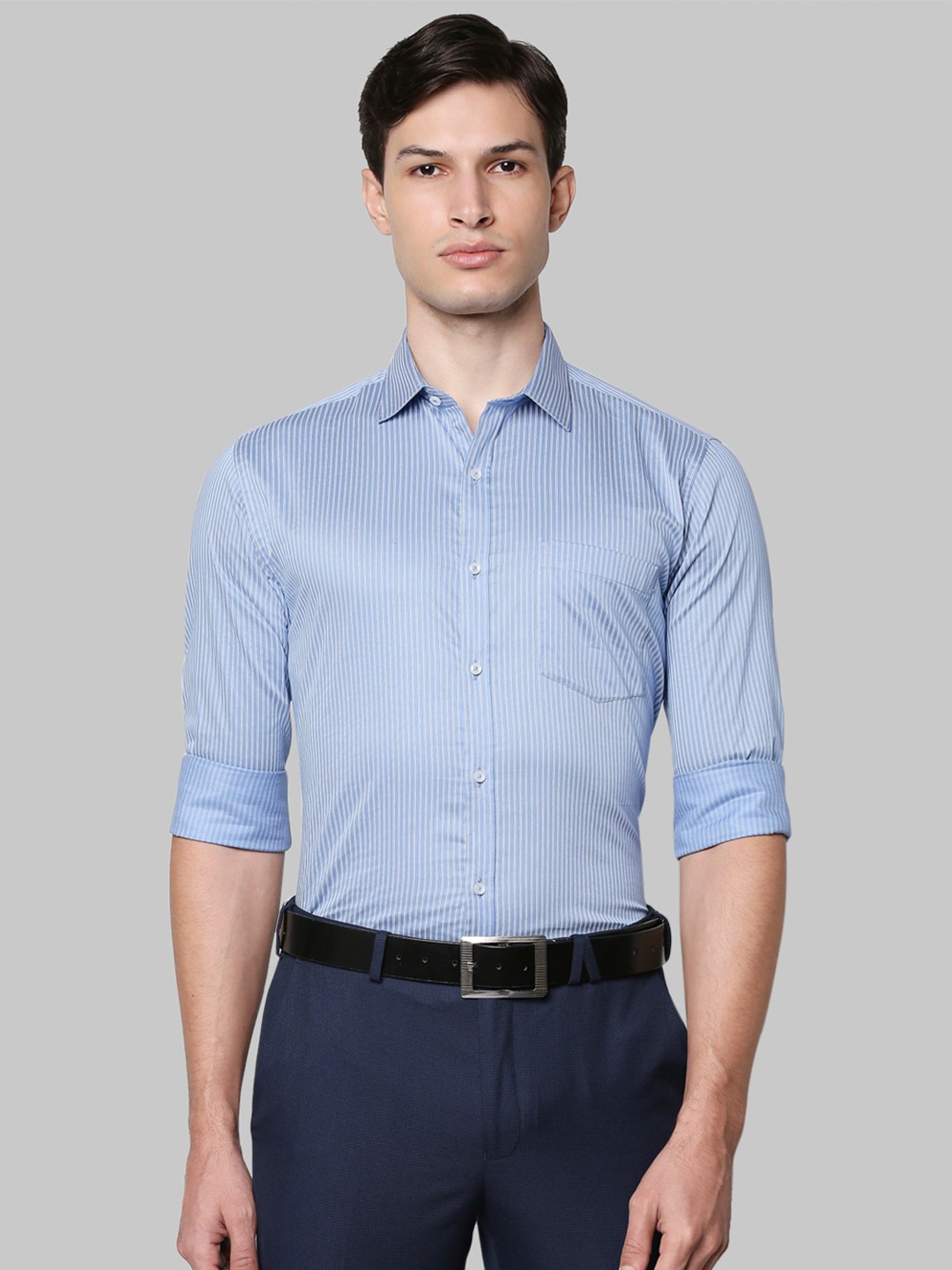 

Park Avenue Men Slim Fit Striped Cotton Formal Shirt, Blue