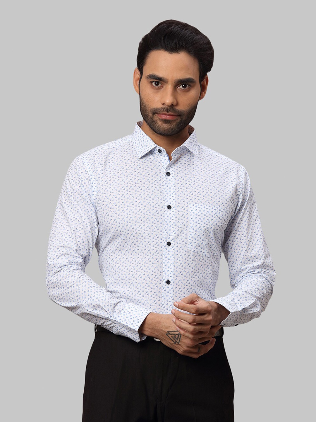 

Park Avenue Men Slim Fit Floral Printed Formal Cotton Shirt, White