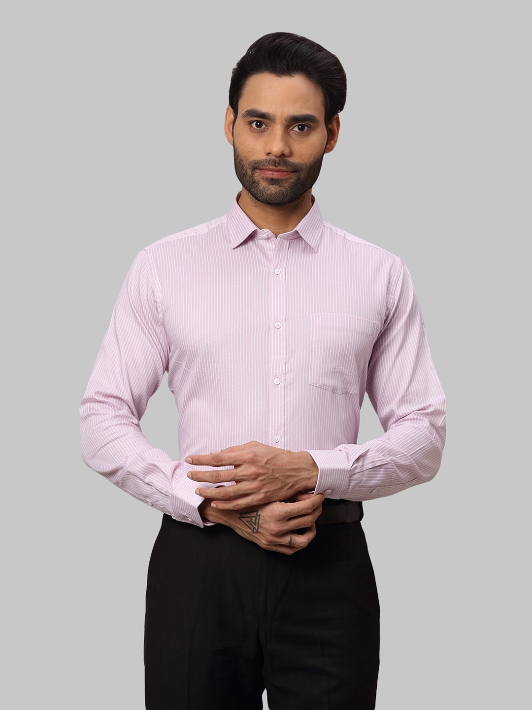 

Park Avenue Men Slim Fit Striped Formal Cotton Shirt, Pink