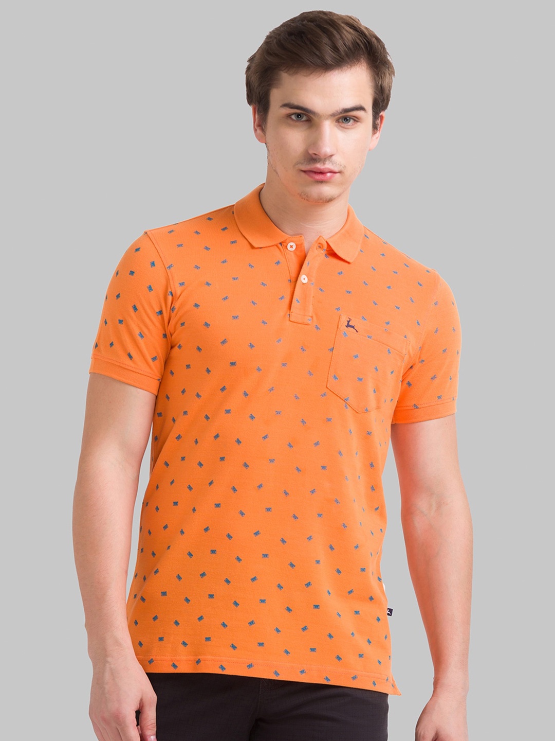

Parx Men Printed Polo Collar T-shirt, Orange