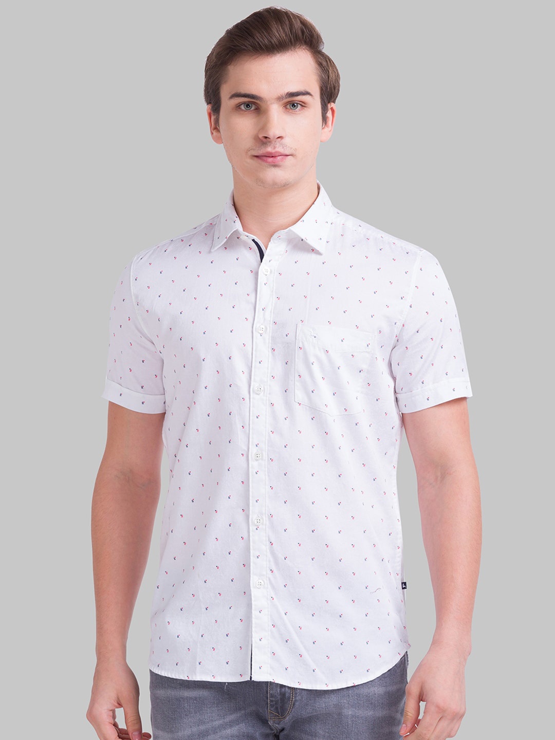 

Parx Men Slim Fit Printed Casual Shirt, White