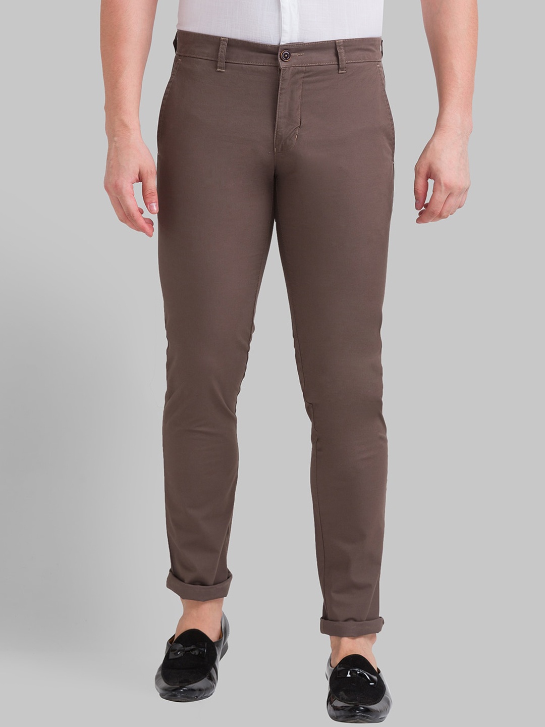 

Parx Men Tapered Fit Trousers, Brown