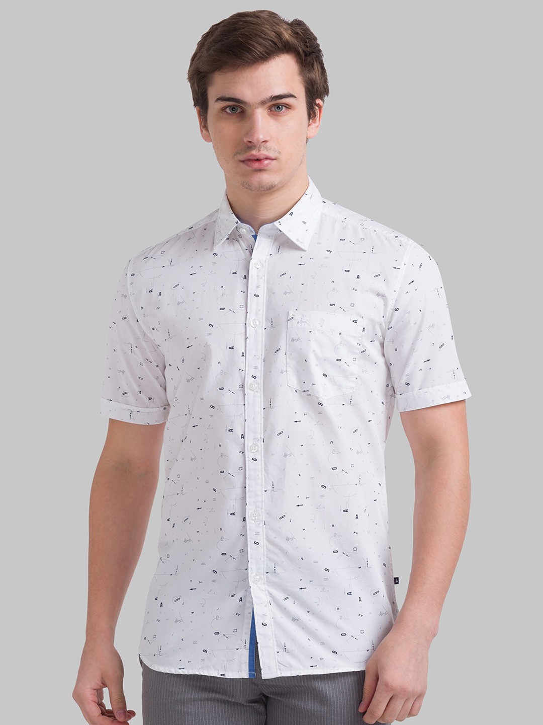 

Parx Men Slim Fit Printed Casual Shirt, White