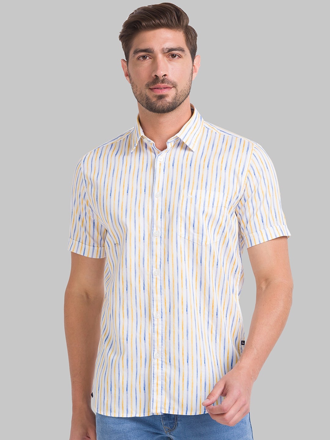 

Parx Men Slim Fit Striped Casual Shirt, Blue