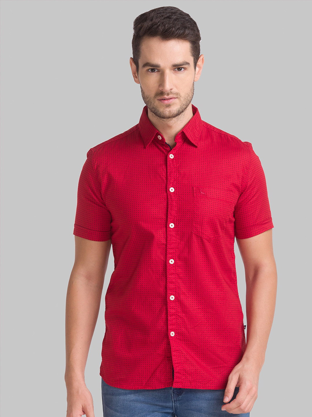 

Parx Men Slim Fit Casual Cotton Shirt, Red