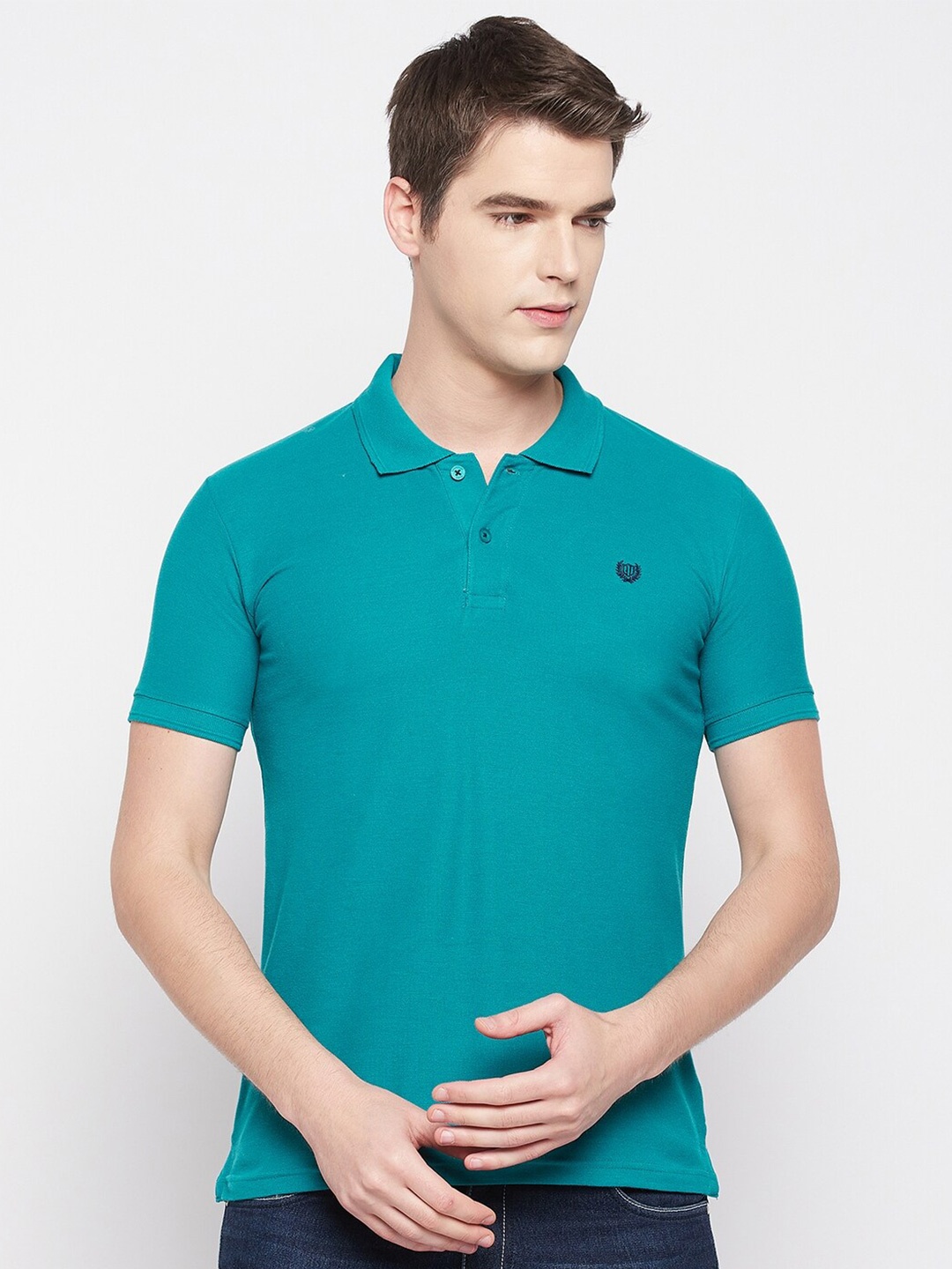 

Duke Men Polo Collar Cotton T-shirt, Teal