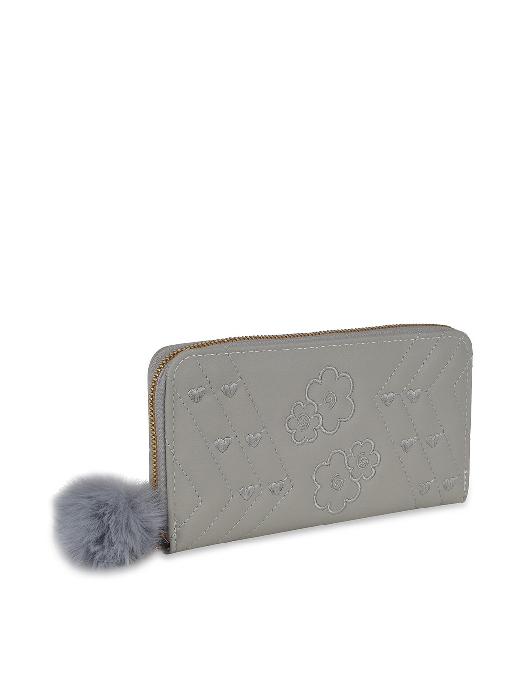 

Kanvas Katha Women Textured PU Zip Around Wallet, Grey