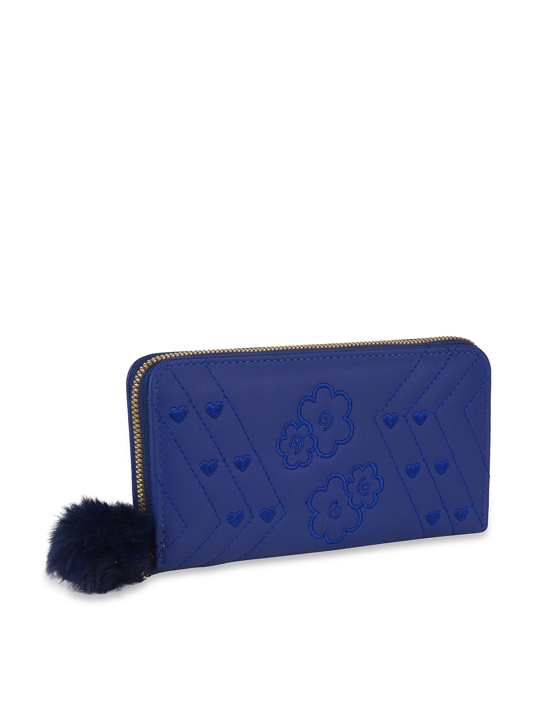 

Kanvas Katha Women Floral PU Zip Around Wallet, Blue