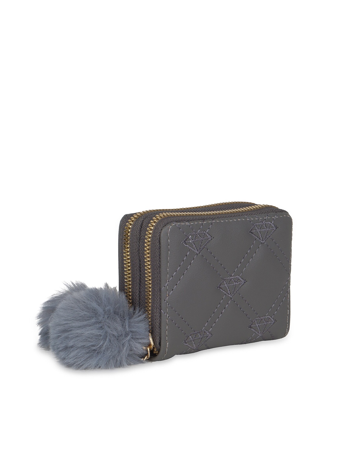 

Kanvas Katha Women Woven Design PU Zip Around Wallet, Grey