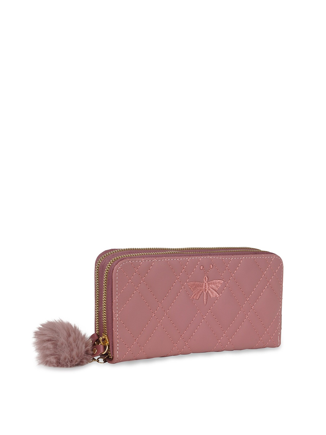 

Kanvas Katha Women Quilted PU Zip Around Wallet, Mauve