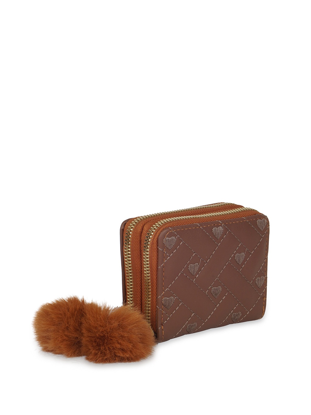

Kanvas Katha Women Textured PU Zip Around Wallet, Tan