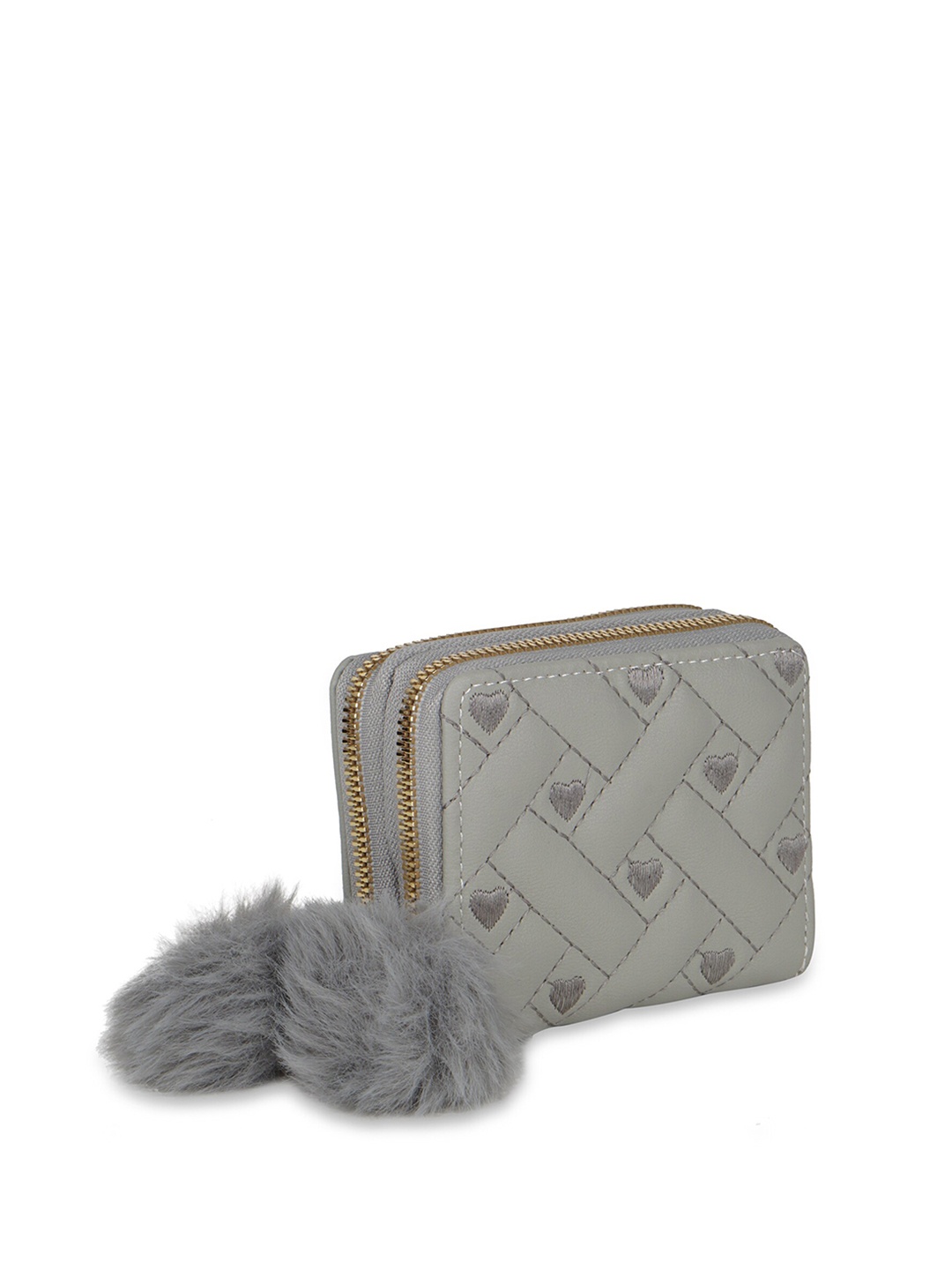 

Kanvas Katha Women Textured PU Zip Around Wallet, Grey