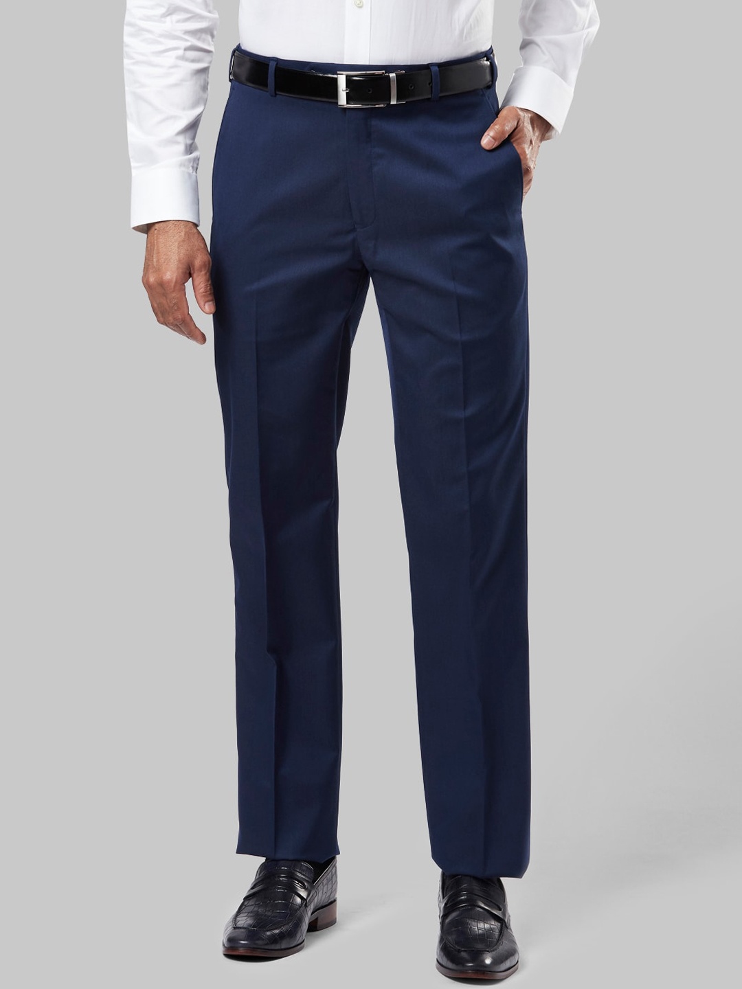 

Raymond Men Solid Formal Trousers, Blue