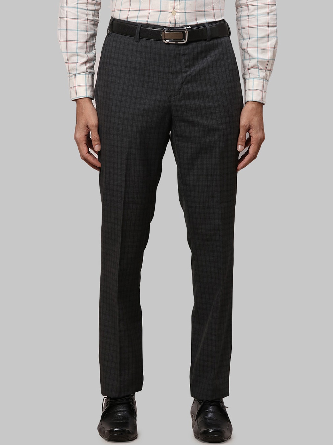 

Raymond Men Checked Formal Trouser, Grey