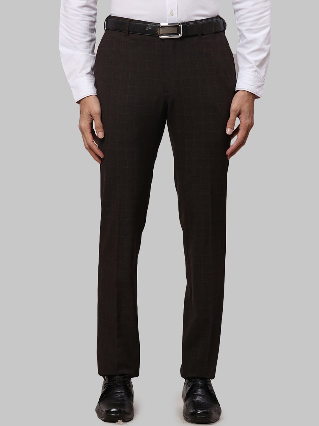 

Raymond Men Solid Slim Fit Formal Trousers, Brown
