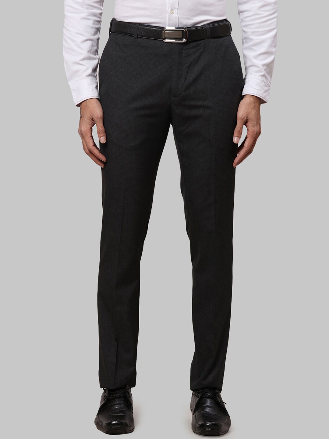 

Raymond Men Slim-Fit Formal Trousers, Grey