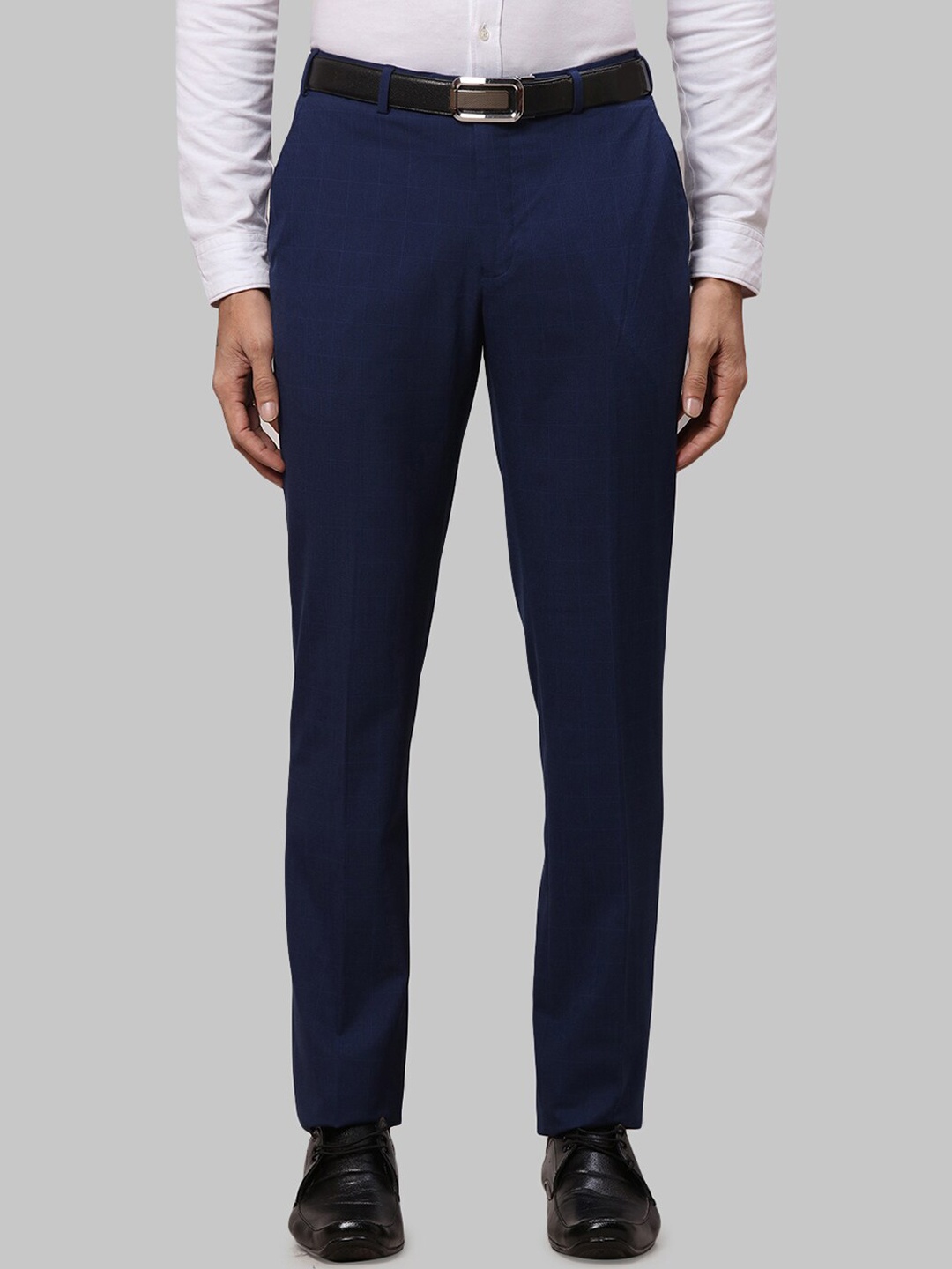 

Raymond Men Solid Slim Fit Formal Trousers, Blue