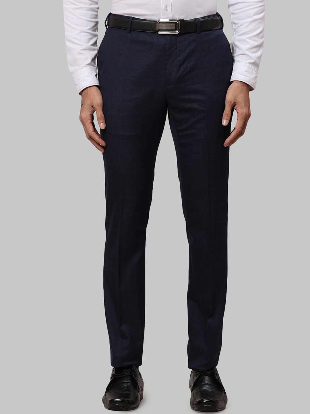 

Raymond Men Solid Slim Fit Formal Trousers, Blue