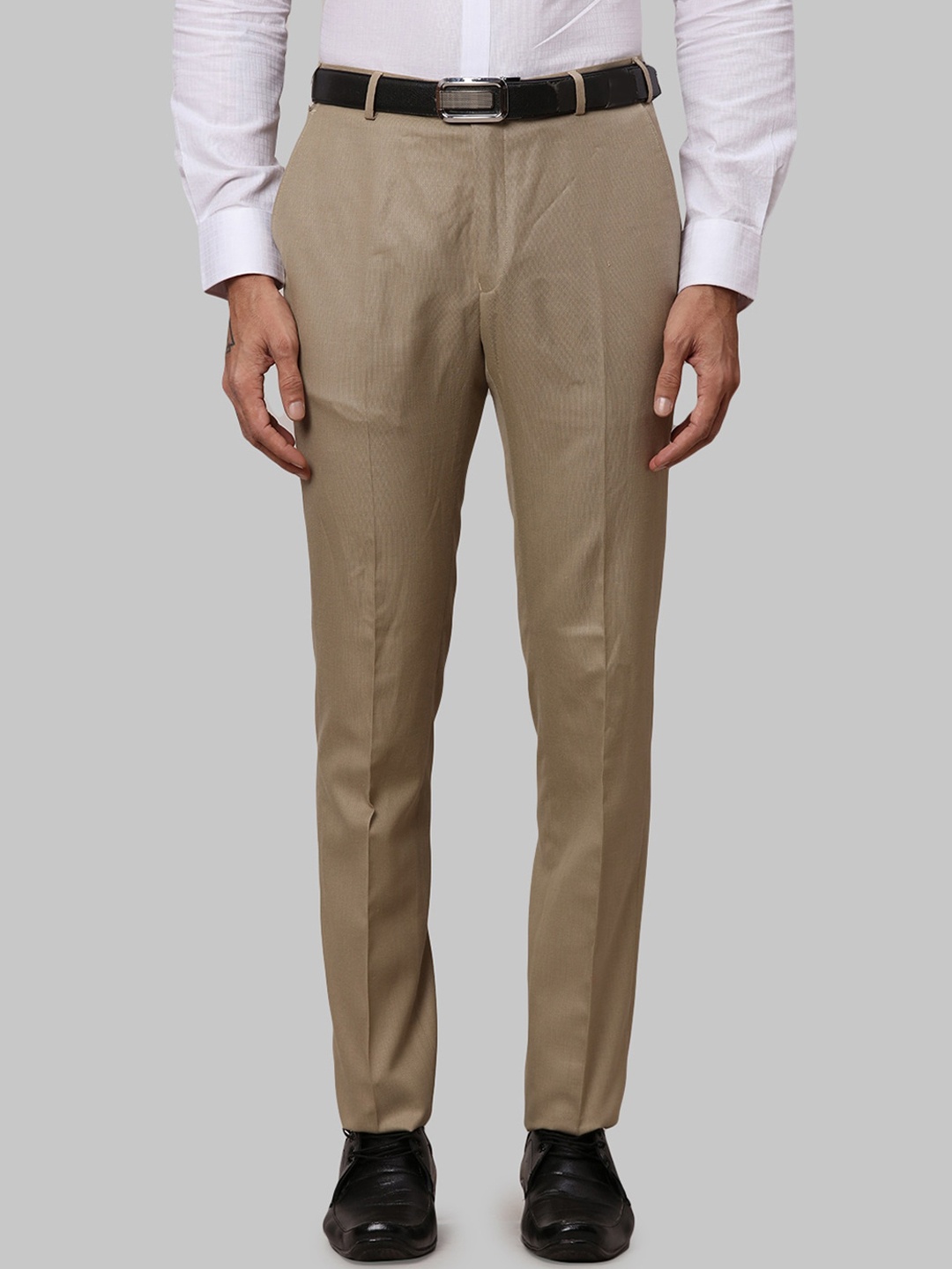 

Raymond Men Mid-Rise Formal Trousers, Khaki
