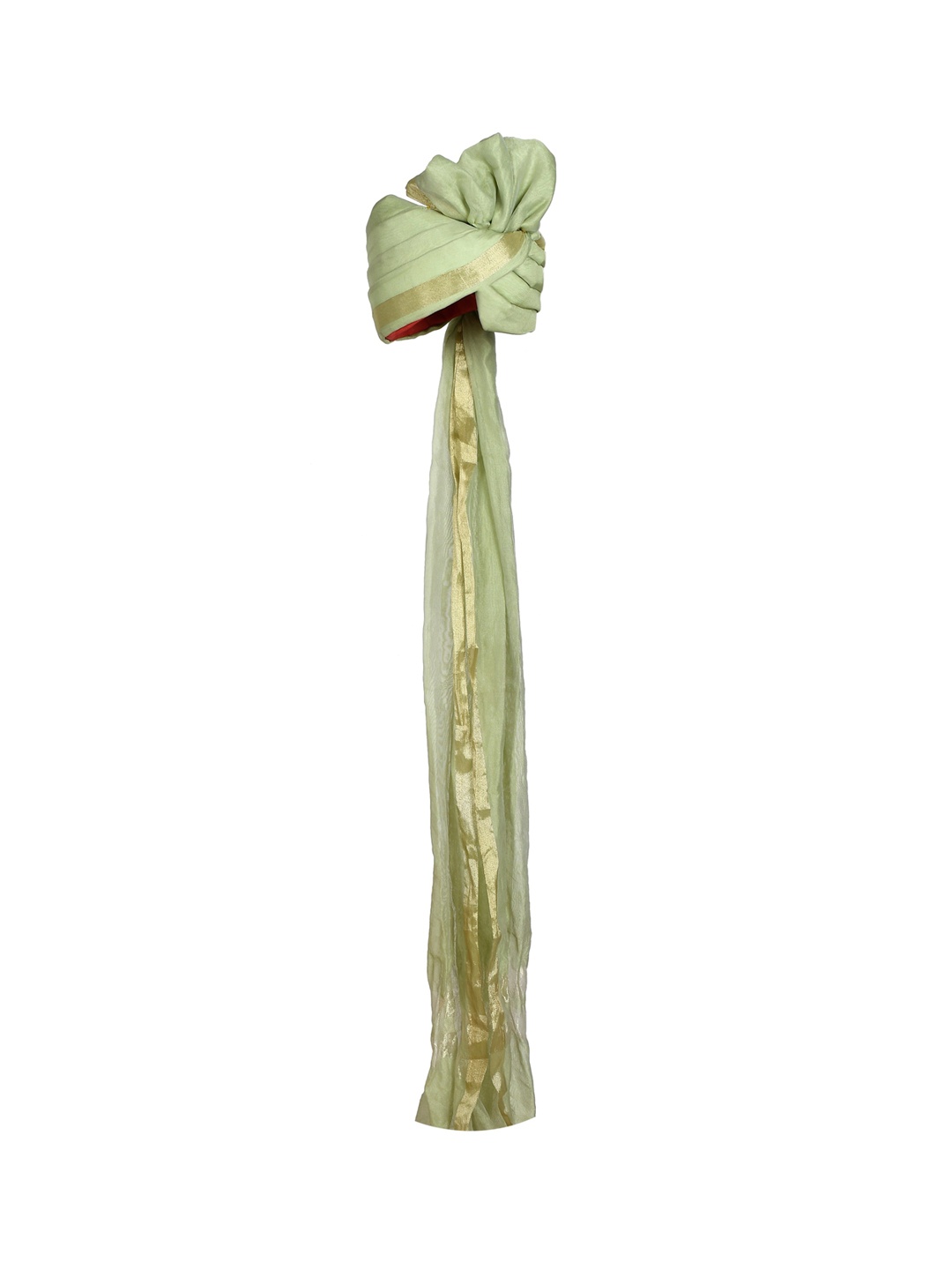 

Silvermerc Designs Men Embellished Cotton Wedding Pagdi, Green