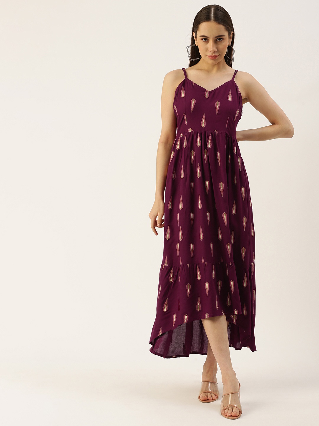 

IQRAAR Floral Maxi Dress, Maroon