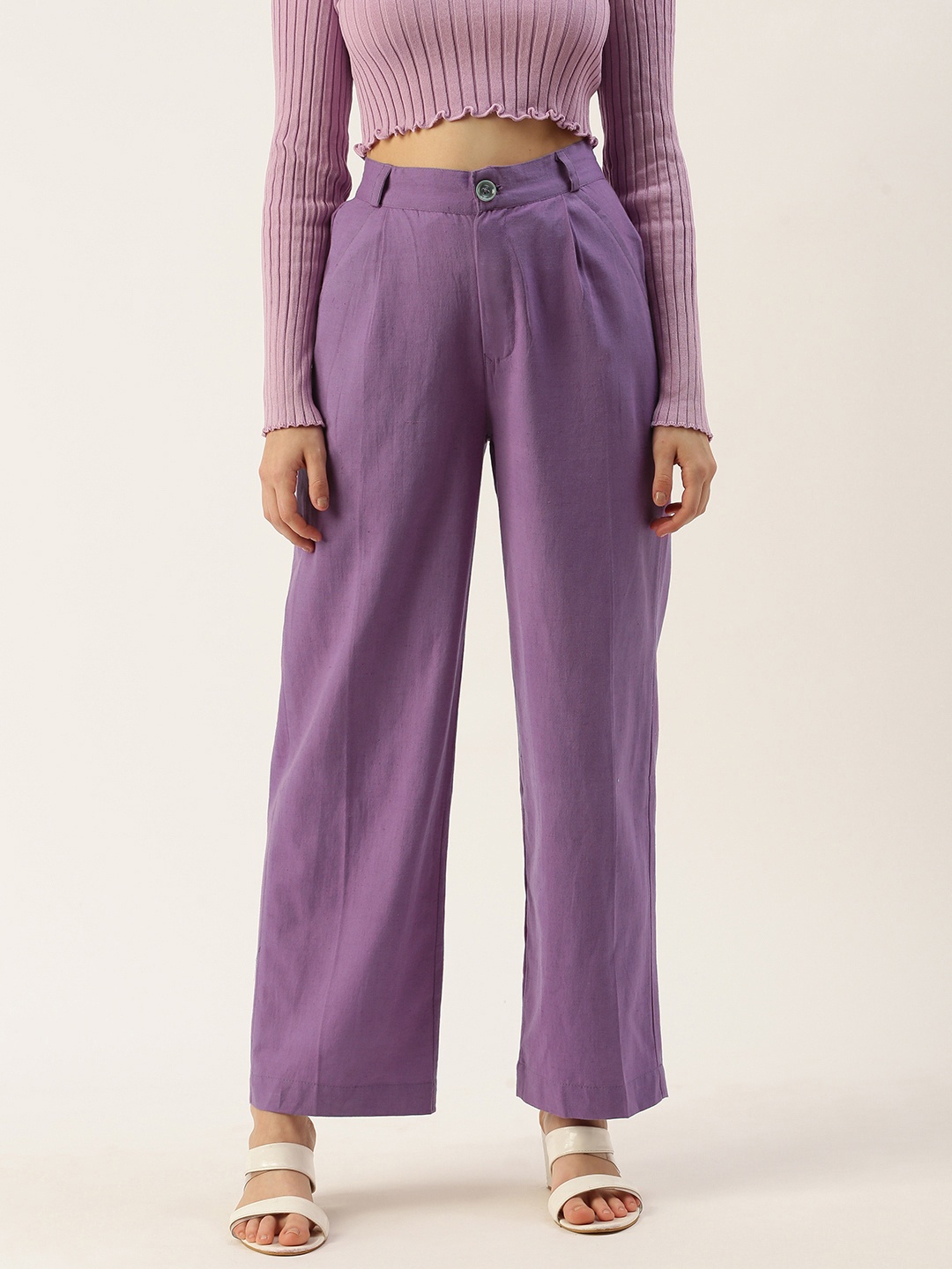 

IQRAAR High-Rise Pleated Trousers, Purple