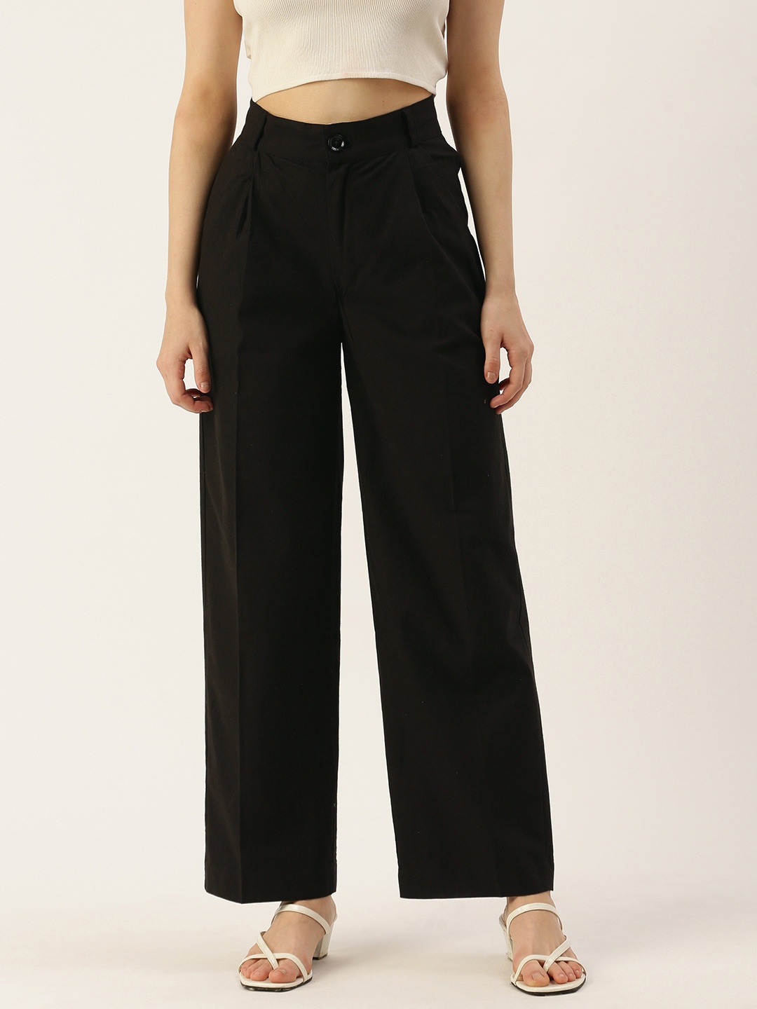 

IQRAAR High-Rise Pleated Trousers, Black