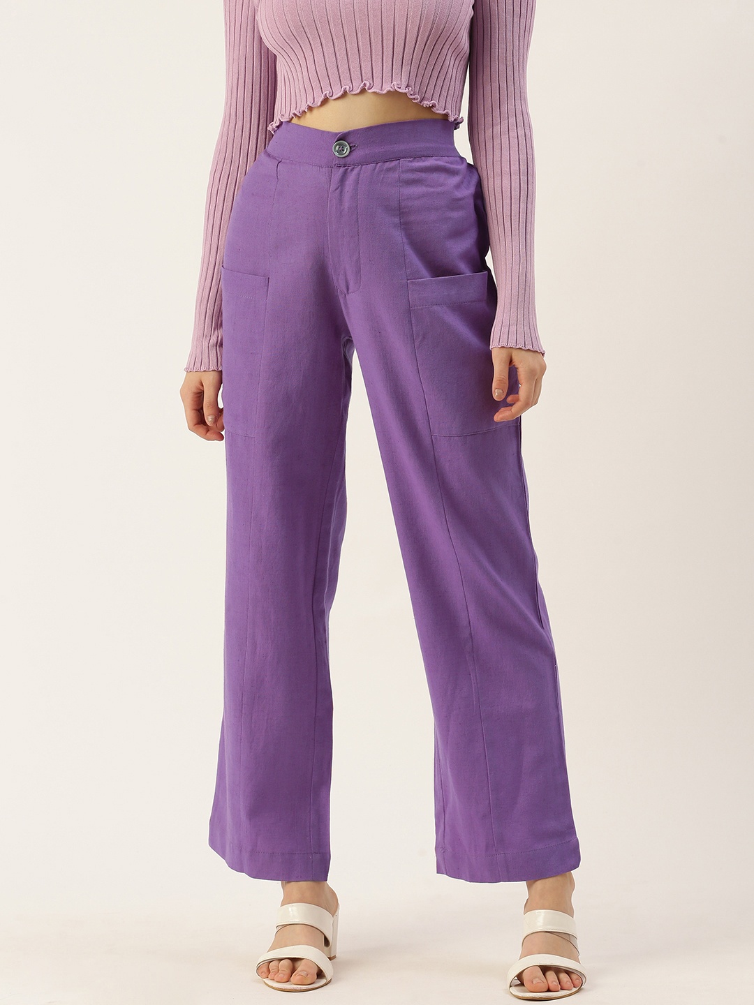 

IQRAAR High-Rise Trousers, Purple
