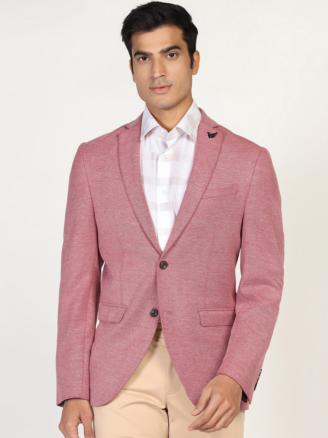 

Blackberrys Men Pure Cotton Single-Breasted Slim-Fit Blazers, Red