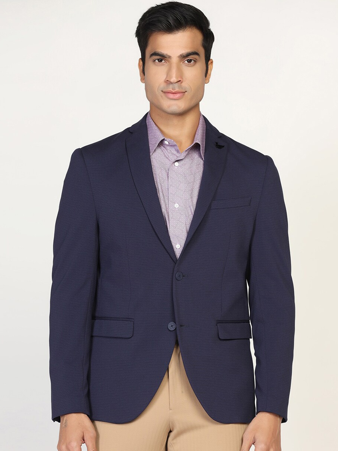 

Blackberrys Men Formal Navy Striped TechPro Blazer, Navy blue