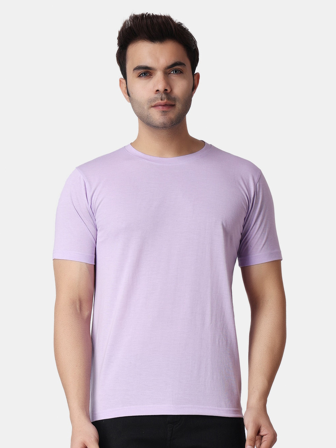 

The Label Bar Men Soild Cotton T-shirt, Lavender