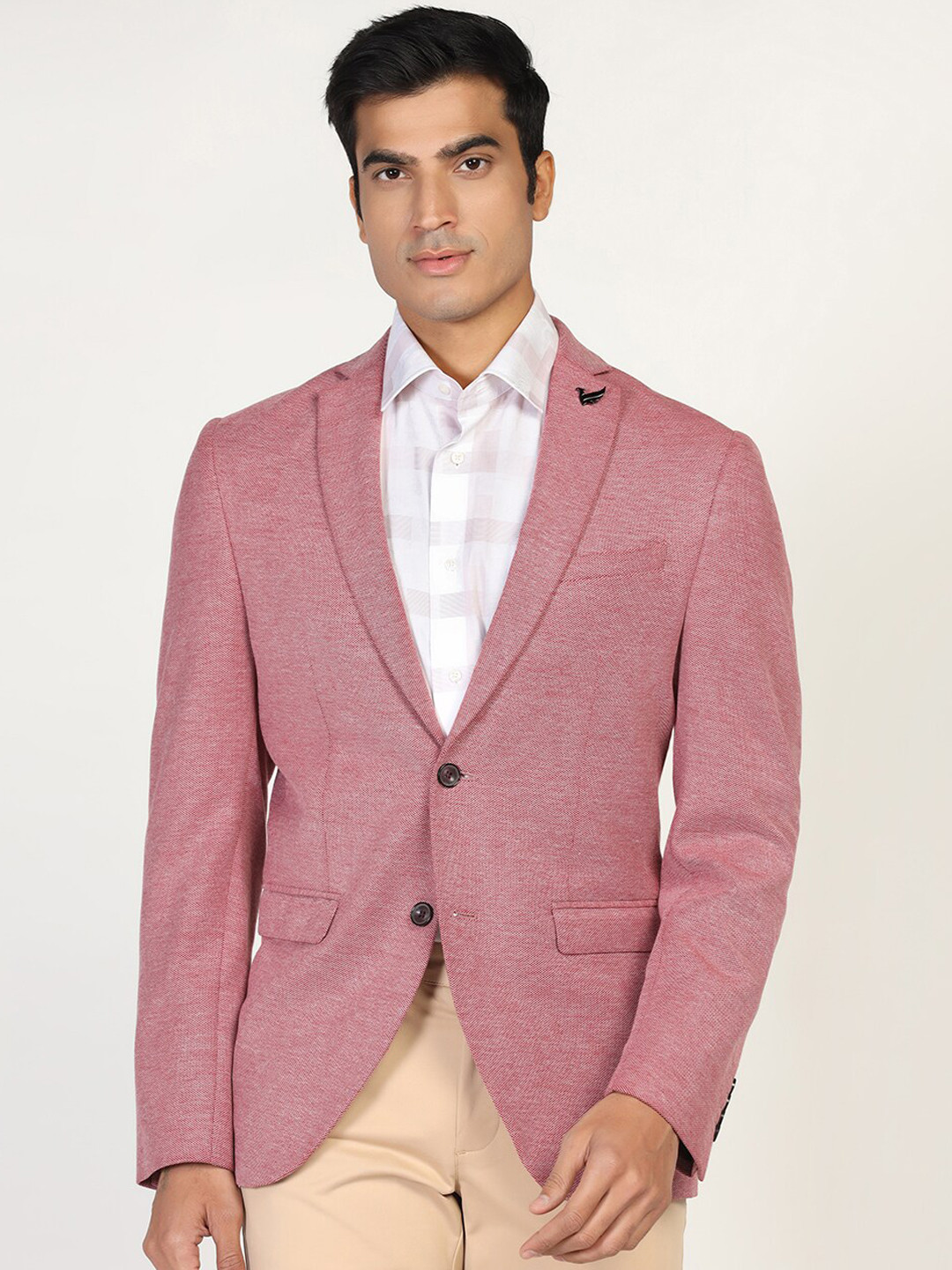 

Blackberrys Men Slim-Fit Pure Cotton Single-Breasted Casual Blazers, Red