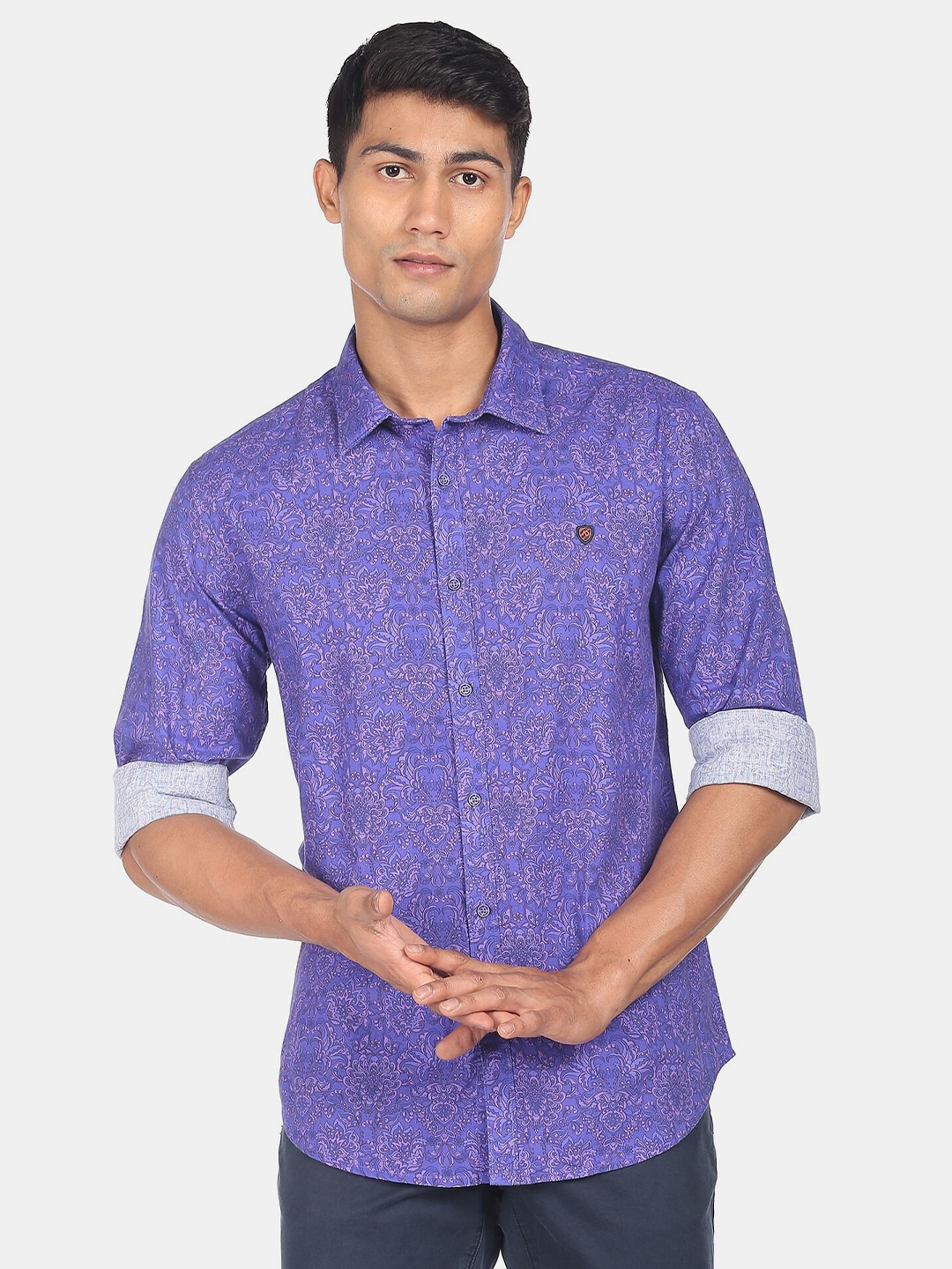 

AD By Arvind Men Slim Fit Floral Printed Casual Shirt, Purple