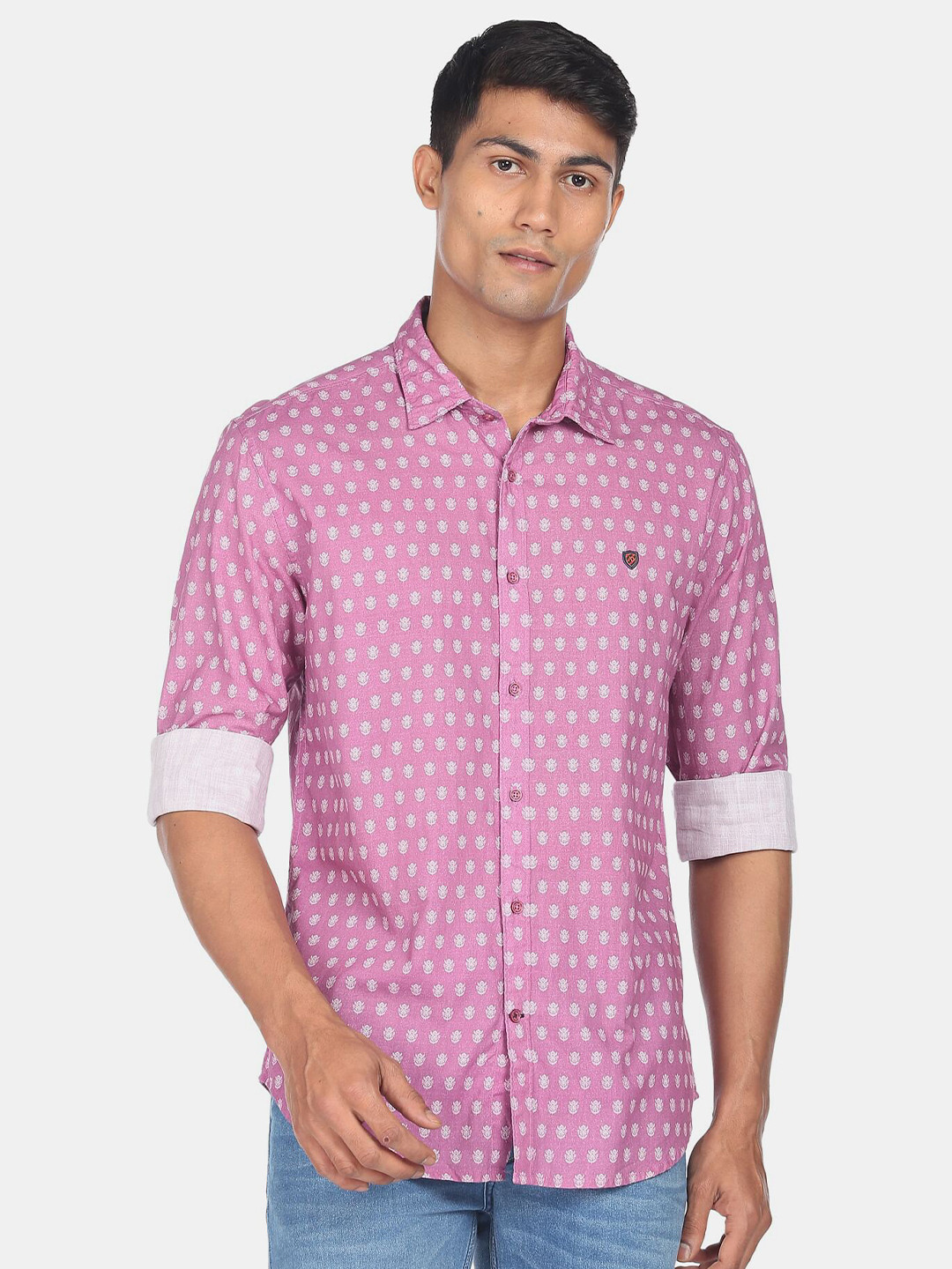 

AD By Arvind Men Slim Fit Floral Printed Casual Shirt, Pink