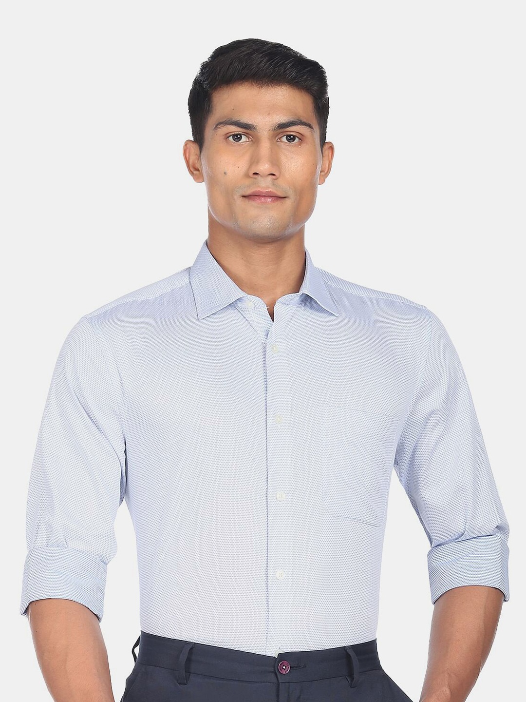 

AD By Arvind Men Geometric Printed Pure Cotton Formal Shirt, Blue