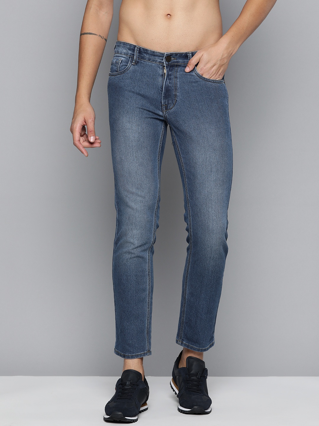 

HERE&NOW Men Slim Fit Light Fade Stretchable Jeans, Blue