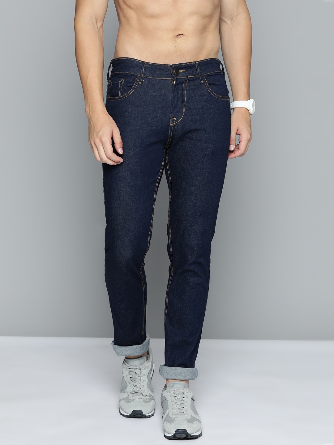 

HERE&NOW Men Slim Fit Stretchable Jeans, Navy blue