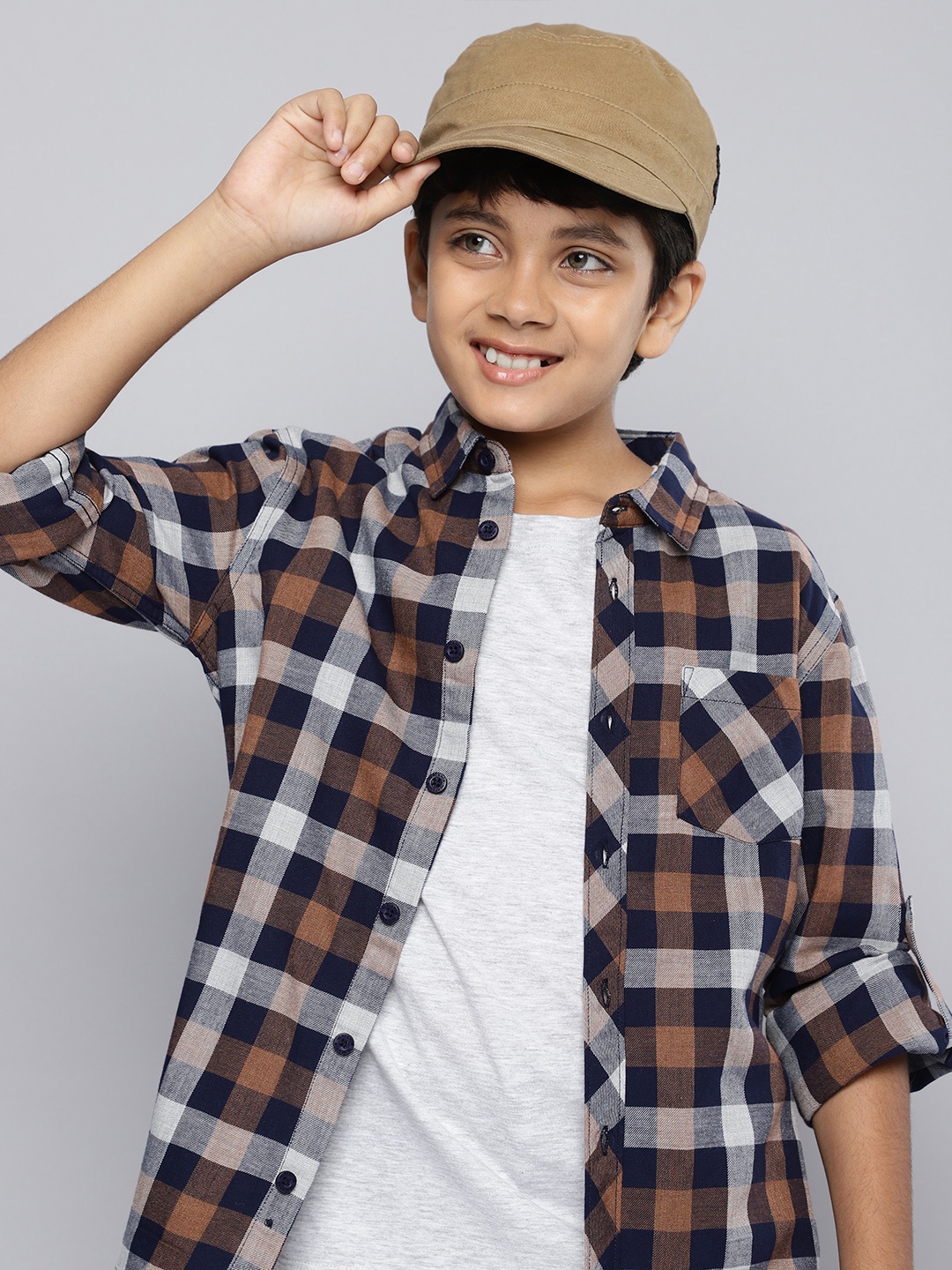 

HERE&NOW Boys Checked Pure Cotton Casual Shirt, Multi