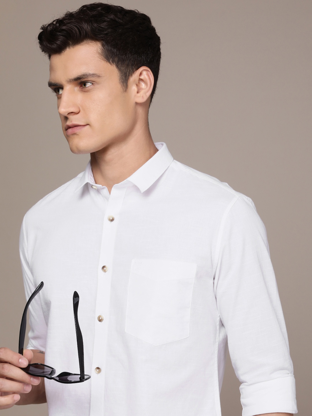 

French Connection Pure Cotton Slim Fit Opaque Casual Shirt, White