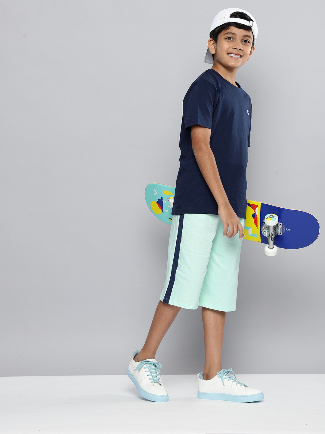 

HERE&NOW Boys Pure Cotton Shorts, Sea green