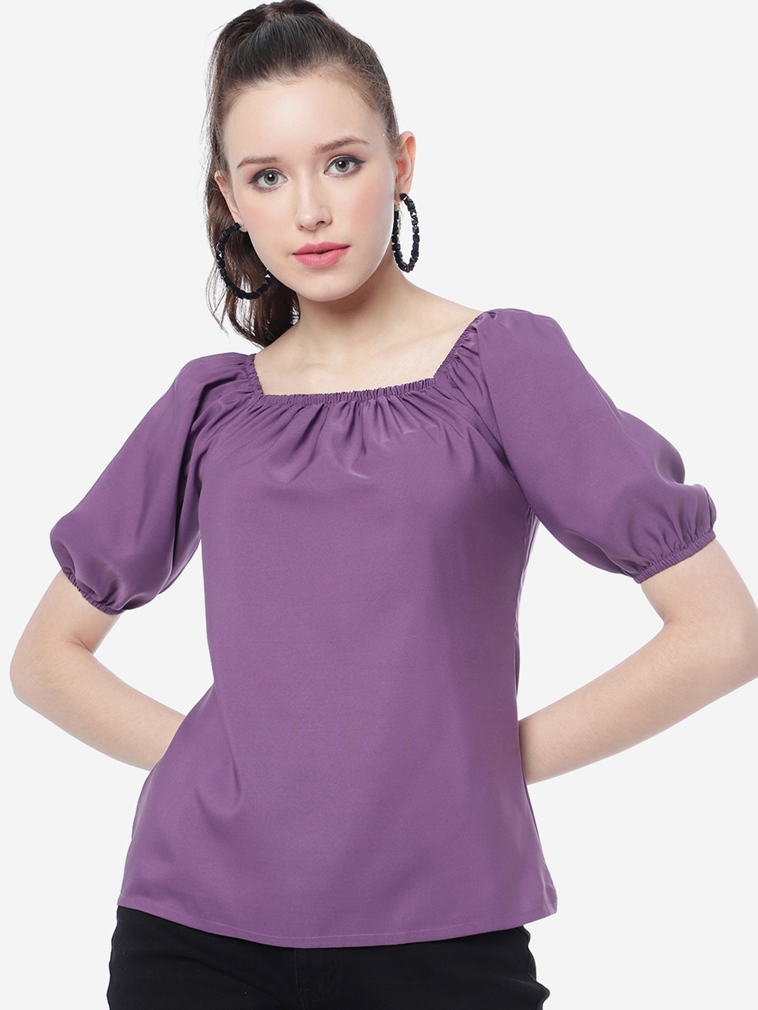 

J Turritopsis Puff Sleeved Top, Purple
