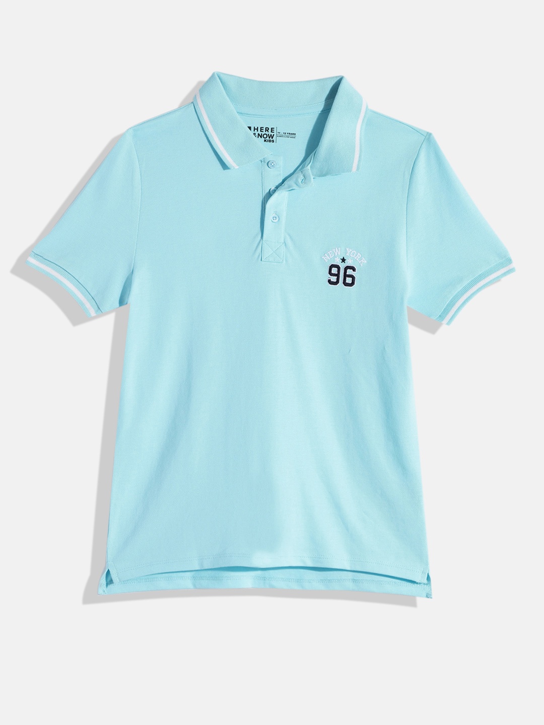 

HERE&NOW Boys Polo Collar Pure Cotton T-shirt, Blue