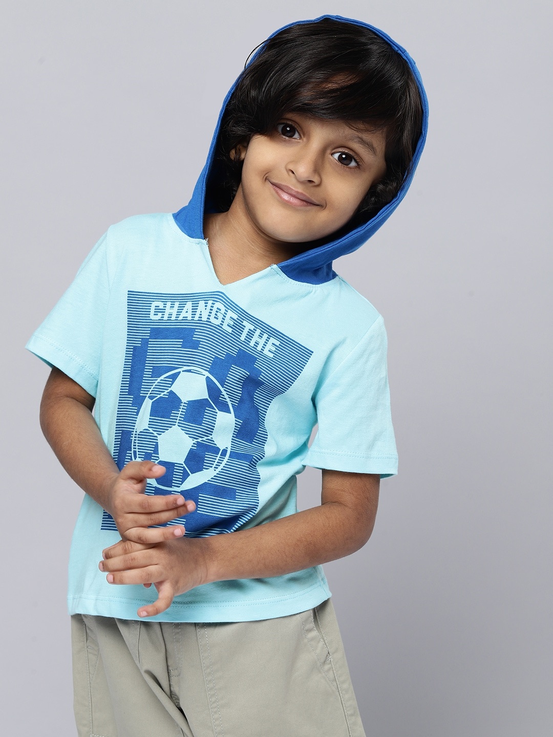 

HERE&NOW Boys Printed Pure Cotton T-shirt, Blue