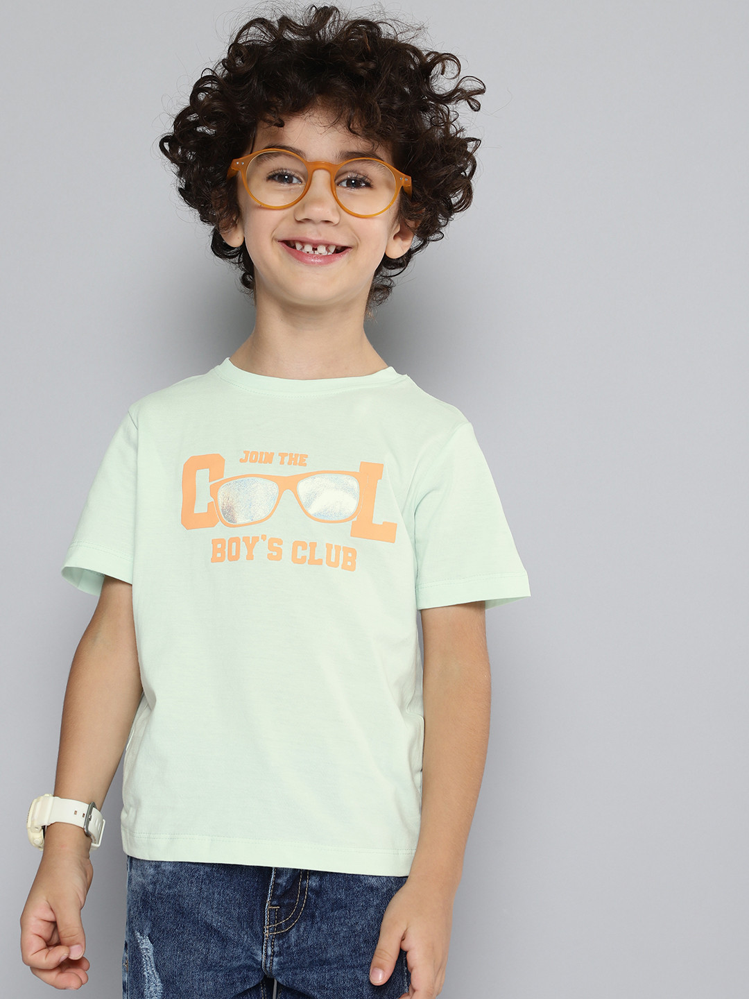 

HERE&NOW Boys Typography Print Knitted T-shirt, Sea green